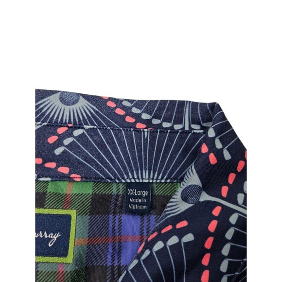 William Murray Polo Shirt Golf Clubs All Over Print Men's XXL Blue Performance - Picture 7 of 12